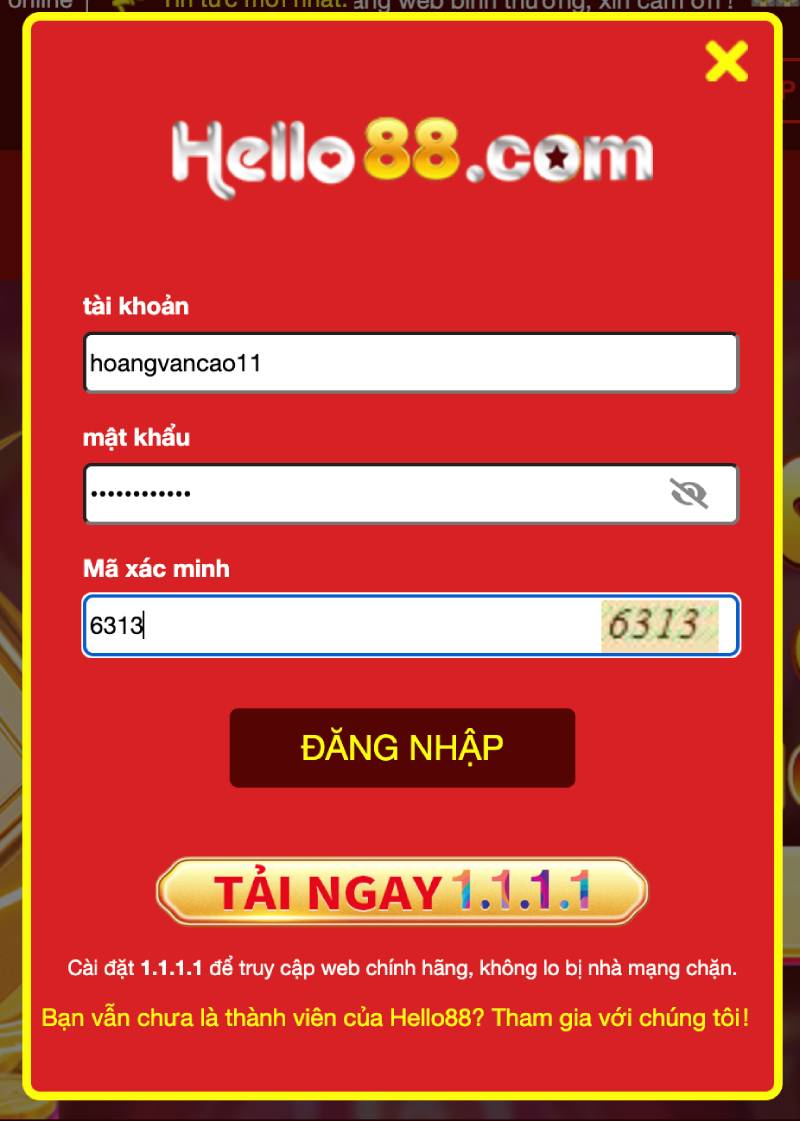 Hello88 Aiding - link đăng ký hello 88 đăng nhập hello88.com 9/2025 13 Bước 2: Điền đúng thông tin đăng nhập để tiếp tục.